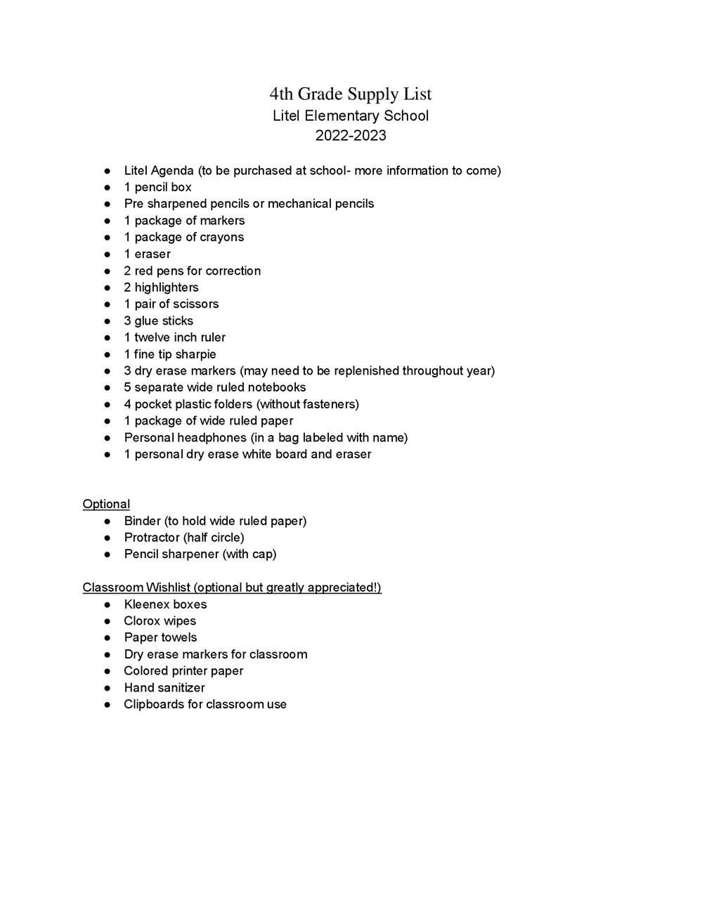 Supply List